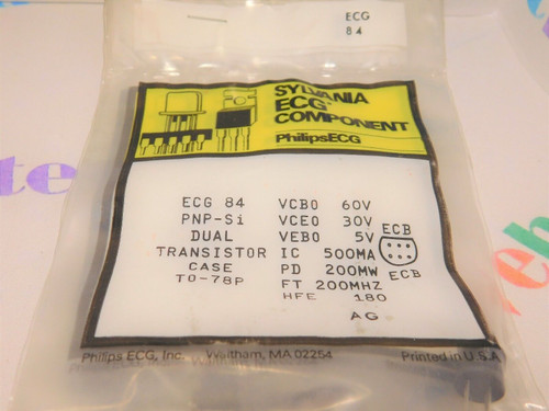 ECG84 / COMPARABLE TO NTE84 / TRANSISTOR / TO78P / 5 PIECES (qzty)