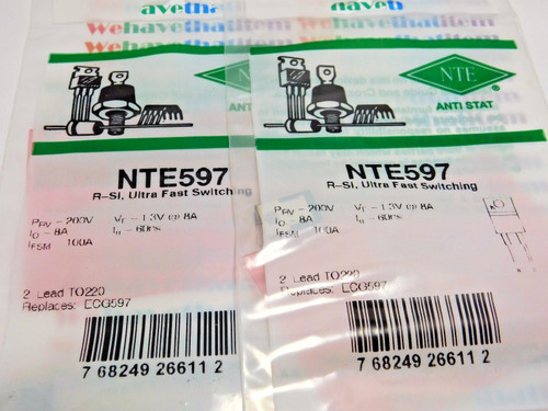 NTE597 / COMPARABLE TO ECG597 /ULTRA FAST SWITCHING DIODE /TO220/2 PIECES (qzty)