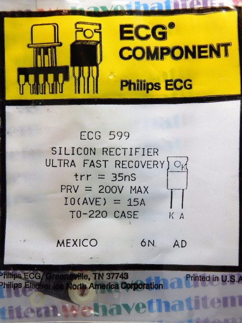 ECG599 / COMPARABLE TO NTE599 / DIODE / TO220 WITH 2 LEADS / 3 PIECES (qzty)