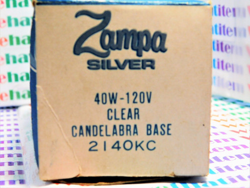 ZAMPA SILVER / CANDELABRA BASE BULB / 2140KC / 120v 40w / 2 PIECES (qzty)
