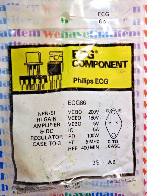 ECG86 / COMPARABLE TO NTE86,SK9297 / HI GAIN DC REGULATOR / TO3 / 1 PIECE (qzty)