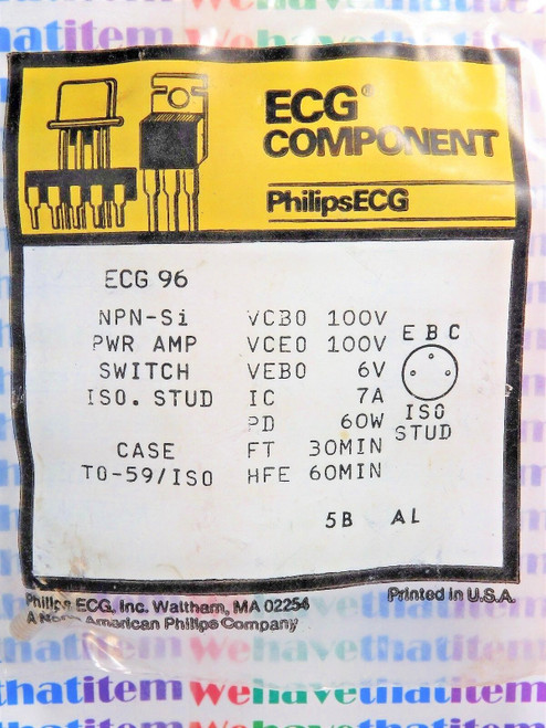 ECG96 / COMPARABLE TO NTE96 / POWER AMP / TO59 / 1 PIECE (qzty)