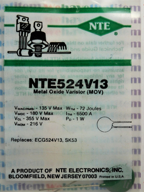 NTE524V13 / CROSSES TO ECG524V13 / METAL OXIDE VARISTOR / 3 PIECES  (qzty)