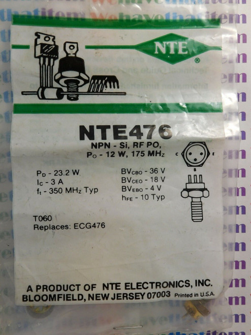 NTE476 / CROSSES TO ECG476 / IC / TO6C / 1 PIECE  (qzty)