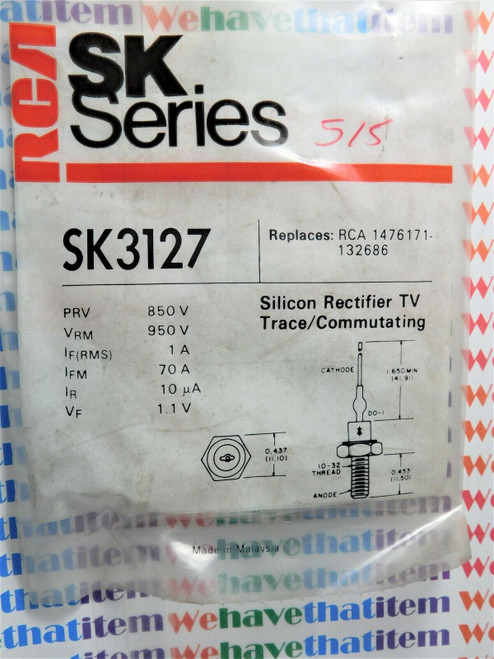 SK3127  / CROSSES TO ECG515, NTE515 / SILICON RECTIFIER / 1 PIECE /  (qzty)