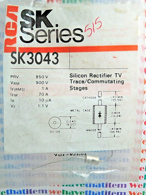 SK3043  / CROSSES TO ECG515,NTE515 / SILICON RECTIFIER / 1 PIECE /  (qzty)