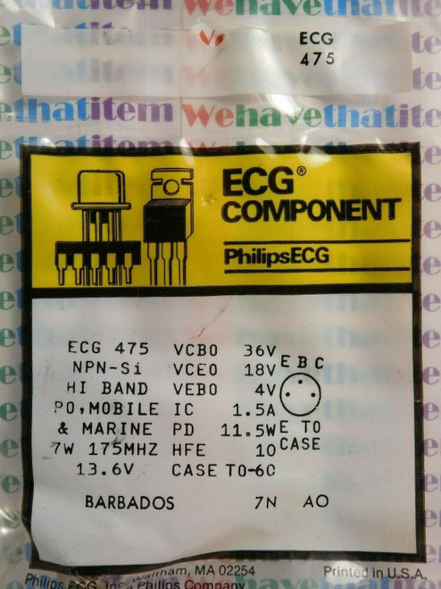 ECG475 / CROSSES TO NTE475 / IC / TO6C / 1 PIECE  (qzty)