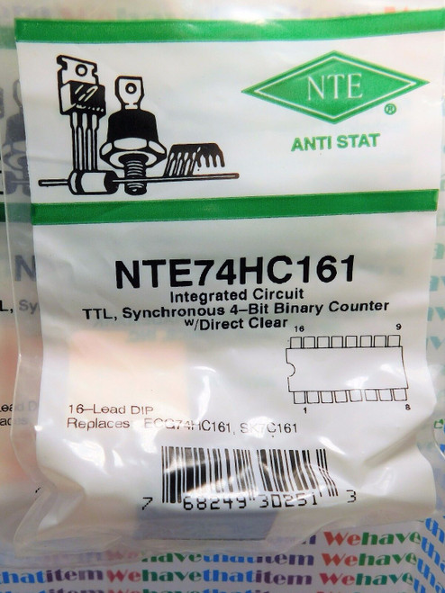 NTE74HC161 / COMPARABLE TO ECG74HC161 / MC74HC161AN / IC / DIP / 3 PIECES (qzty)