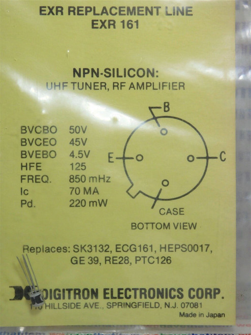 EXR161 / CROSSES TO ECG161, NTE161 / TRANSISTOR / TO72 / 2 PIECES (qzty)