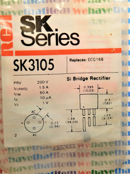 SK3105 / CROSSES TO ECG166,5304, NTE166,5304 / BRIDGE RECTIFIER /3 PIECES (qzty)
