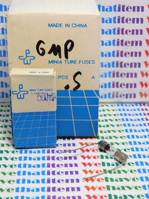 GMP PIGTAIL FUSE / GMA FAST BLOW GLASS FUSE / .5amp  / 5x20mm /100 PIECES (qzty)