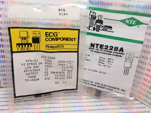 ECG228A / NTE228A / HIGH VOLTAGE AMPLIFIER / TO202 / 2 PIECES (qzty)