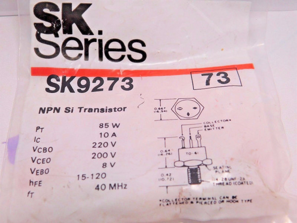 SK9272 / COMPARABLE TO ECG73, NTE73 / NPN TRANSISTOR / TO61 / 1 PIECE (qzty)