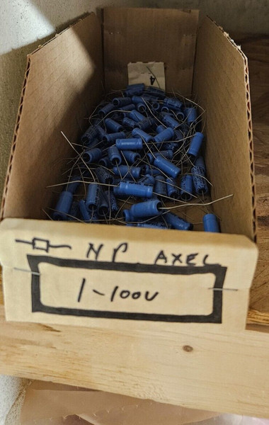 1mfd  100 volt / N/P / ELECTROLYTIC CAPACITOR / AXEL / 5 PIECES (qzty)