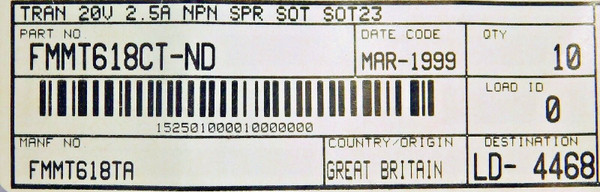 FMMT618CT-ND / TRANSISTOR / SURFACE MOUNT / 10 PIECES (qzty)