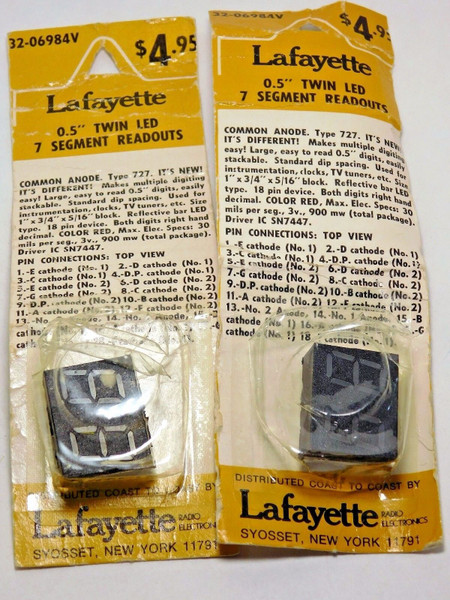 0.5" TWIN LED 7 SEGMENT READOUTS  / 2 PIECES (qzty)