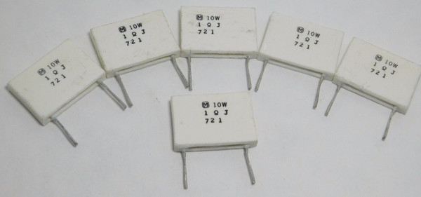 1 OHM 10 WATT / CEMENT RESISTOR / 6 PIECES (qzty)