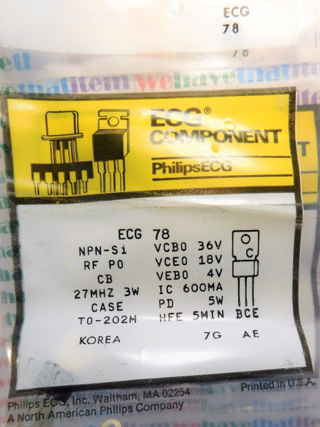ECG78 / COMPARABLE TO NTE78 / TRANSISTOR / TO202M / 2 PIECES (qzty)