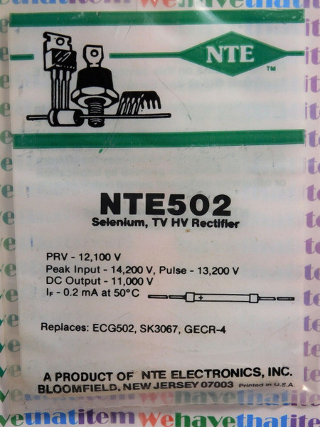 NTE502 / CROSSES TO ECG502 / RECTIFIER / 1 PIECE  (qzty)