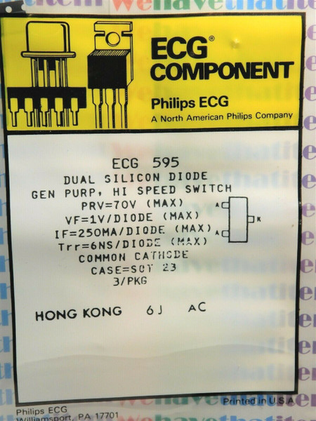 ECG595 / CROSSES TO NTE595 /SURFACE MT DUAL SILICON  DIODE/ 3 PCS PER PKG (qzty)