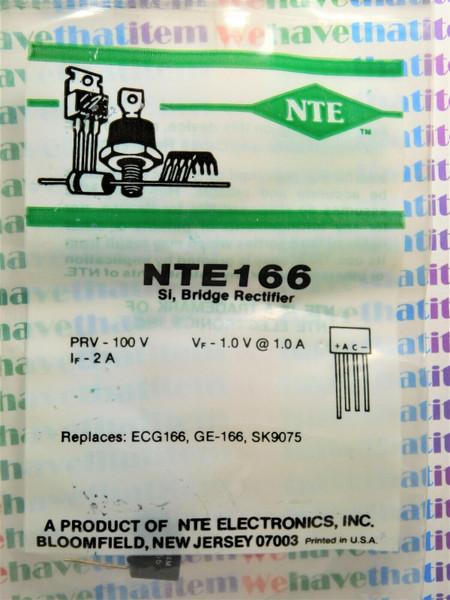 NTE166 / CROSSES TO ECG166, GE166, SK9075 / BRIDGE RECTIFIER / 4 PIECES (qzty)