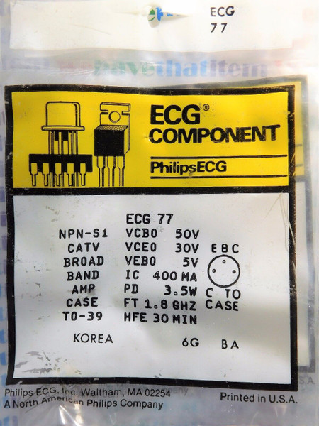ECG77 / COMPARABLE TO NTE77 / TRANSISTOR / TO39 / 3 PIECES (qzty)