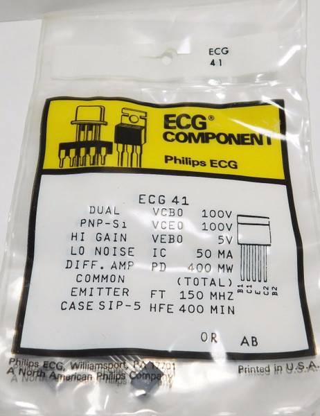 ECG41 / COMPARABLE TO NTE41 / DIFFERENTIAL AMP / 5 PIN SIP / 2 PIECES (qzty)