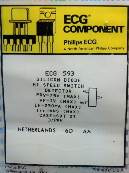 ECG593 / CROSSES TO NTE593 / SILICON DIODE / 3 PIECES PER PACKAGE (qzty)