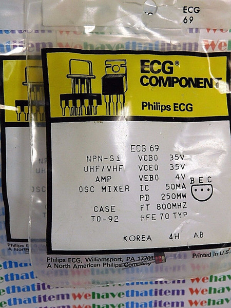 ECG69 / COMPARABLE TO NTE69 / IC / TO92 / 2 PIECES (qzty)