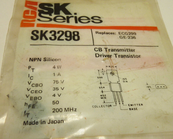 SK3298 /COMPARABLE TO ECG299, NTE299 /CB TRANSMITTER/2 PIECES /  (qzty)