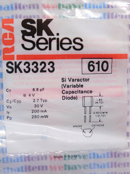 SK3323 / CROSSES TO ECG610, NTE610 / SILICON VARACTOR / 3 PIECES  (qzty)