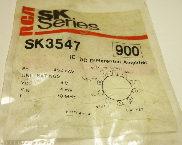 SK3547 / COMPARABLE TO ECG900, NTE900 / DC DIFFERENTIAL AMP /1 PIECE  (qzty)