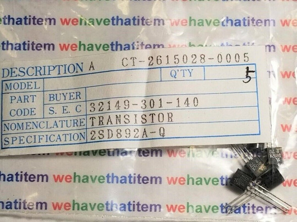 2SD892A / D892A  / TRANSISTOR /  TO92 / 5 PIECES (QZTY)