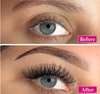 before and after of a model with YY lashes on