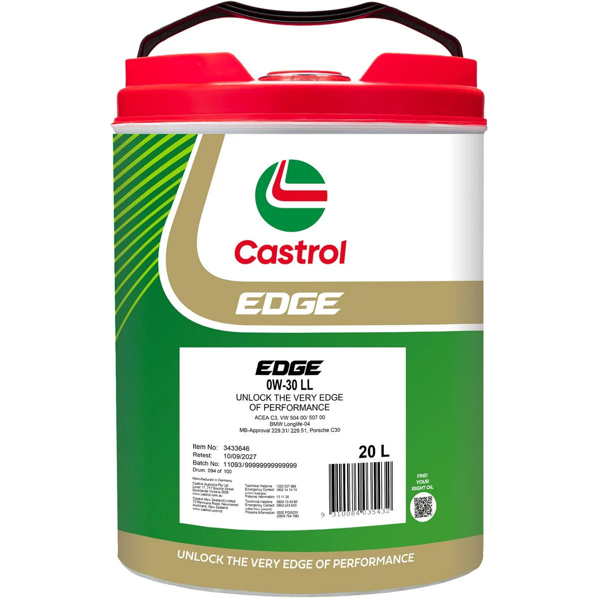 Castrol EDGE 0W30 LL 20L | Oila