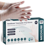 Handicare Clear Vinyl Powder Free Gloves - Size, S - XL. BOX100