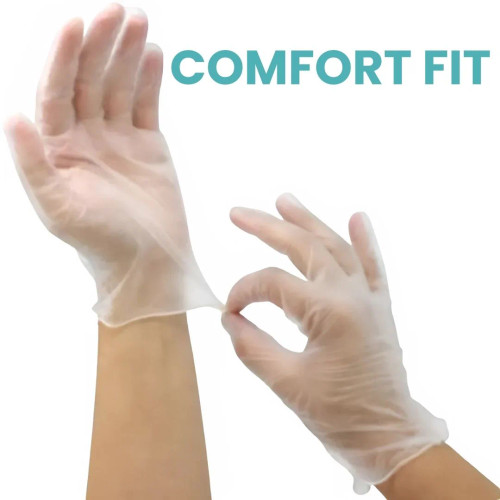 Handicare Clear Vinyl Powder Free Gloves - Size, S - XL. BOX100
