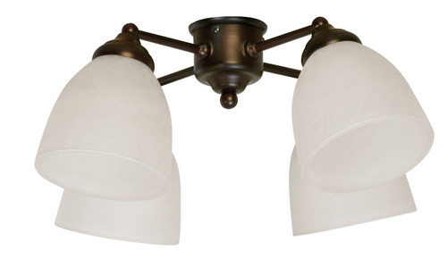 4 Light Fitter and Glass, LED (White Glass)