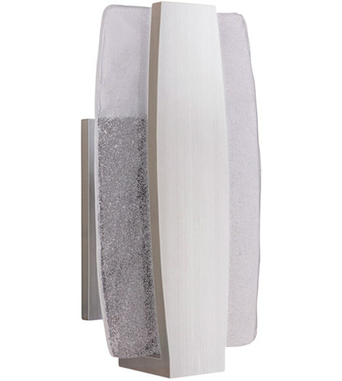 Duo Small LED Pocket Sconce in Stainless Steel with Heavily Seeded Cast Glass