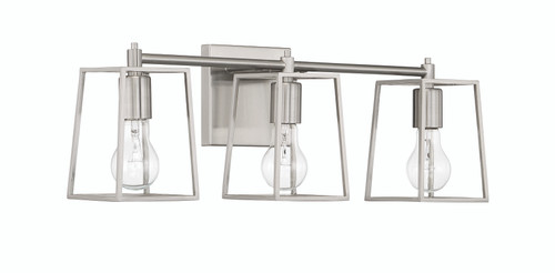 Craftmade 12123BNK3 Dunn 22.75 in. 3 Light Brushed Polished Nickel Finish Vanity Light with Brushed Polished Nickel Steel Frame