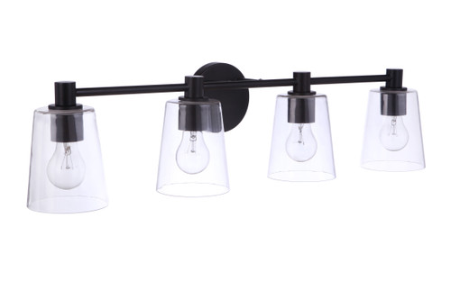 Craftmade 12633FB4 Emilio 32.75 in. 4 Light Flat Black Finish Vanity Light with Clear Glass Shade