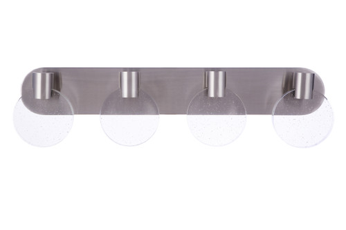 Craftmade 15130BNK-LED 29.53 in. Glisten 4 Light Brushed Polished Nickel Finish Integrated LED Vanity Bar with Clear Seeded Glass