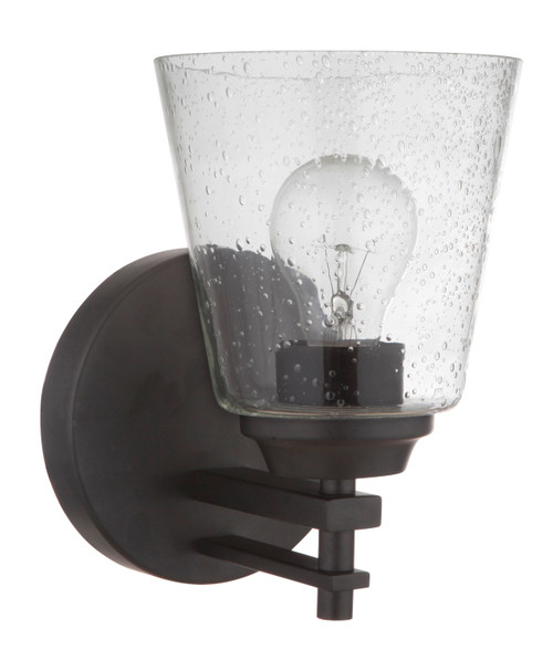 Craftmade 19606FB1 Drake 5.5 in. 1 -Light Flat Black Finish Wall Sconce with Clear Seeded Glass