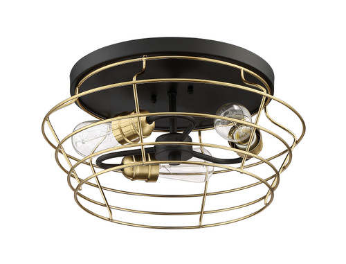 Craftmade 50683-FBSB Thatcher 3 Light Flushmount in Flat Black/Satin Brass