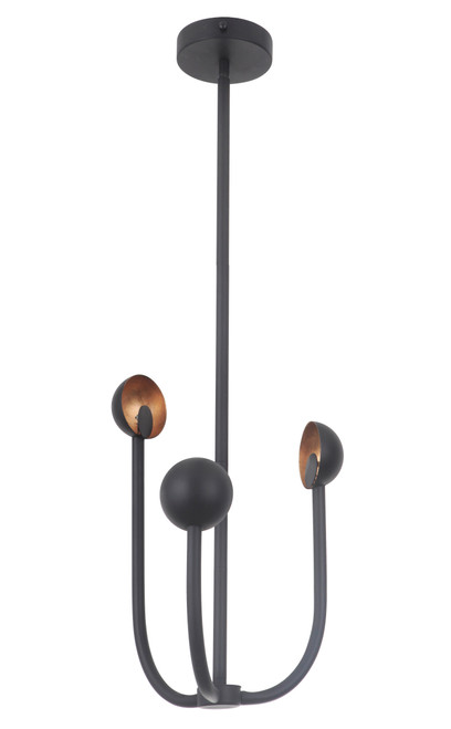Foundry Chandelier 3 LED Light  Matte Black / Gold Leaf