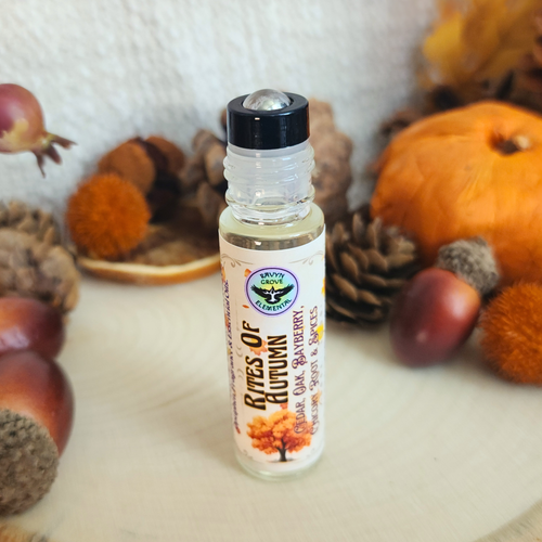 RITES OF AUTUMN Perfume Roll On Oil crafted by Ravyn Grove Elemental LLC, infused with a mystical blend of Cedar, Oak, Bayberry, & Spice! Harness the energies of Autumn!