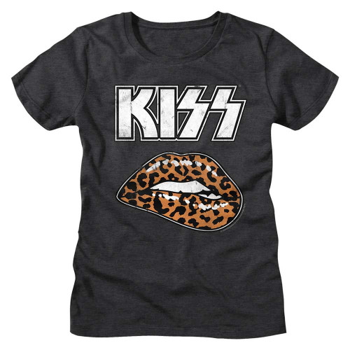 KISS LEOPARD LIP DARK GRAY HEATHER s/s tee