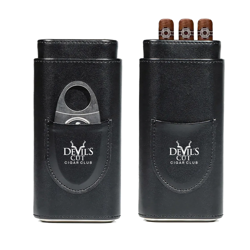 Devil's Cut Leather Cigar Case with Cutter