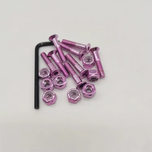 Pink Skate Hardware 1inch Colored Skateboard Bolts with Allen Head Skateboard Screws and Nuts