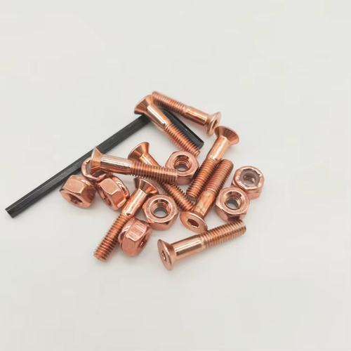 Bronze Skate Hardware 1inch Colored Skateboard Bolts with Allen Head Skateboard Screws and Nuts